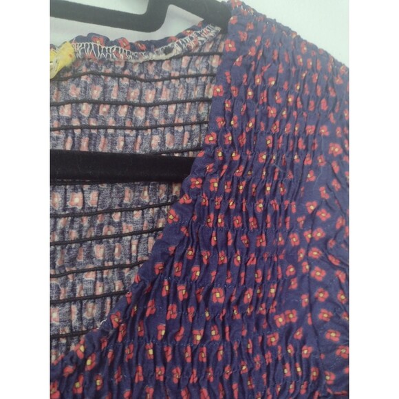 Vintage 70s Denise Are There Prairie Floral Maxi Dress Blue & Red Ruffled  M / L - Picture 7 of 16